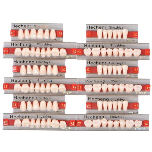 Angzhili 84 Pcs Dental Complete Acrylic Resin Denture False Teeth 3 Sets Synthetic Polymer Resin Denture Teeth 23 Shade A2 Upper + Lower Dental Materials
