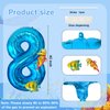 40 Inch Under the Sea Blue Number 8 Balloon, Mini Sea Animal Balloons Ocean Animal Foil Balloon, Seahorse Fish Balloons for Boys Girls Sea Theme 8th Birthday Baby Shower Party Decoration