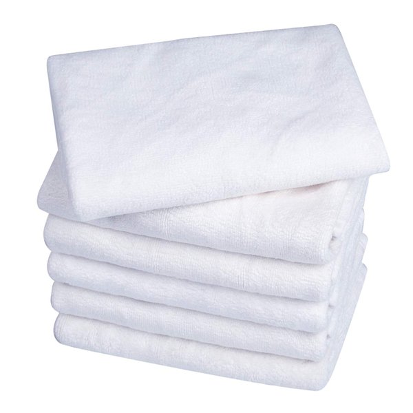 KLNYOO Microfiber Facial Cloths for Face, Eye, Lips Fast Drying Reusable Washcloth Ultra Soft Face Towels Makeup Remover Cloths 12inch x 12inch 6 Pack White