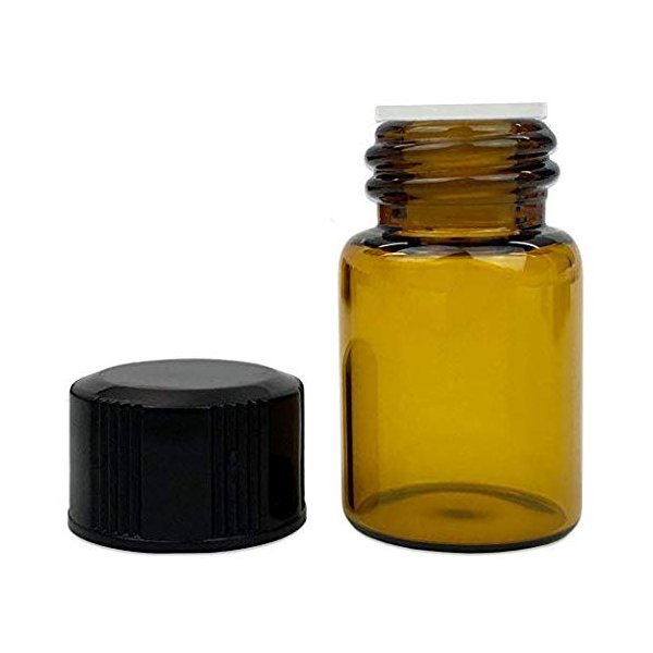 Tool station2 ml (5/8 dram) Amber Glass Vial Essential Oil Bottle with Orifice Reducer and cap 12 PCS