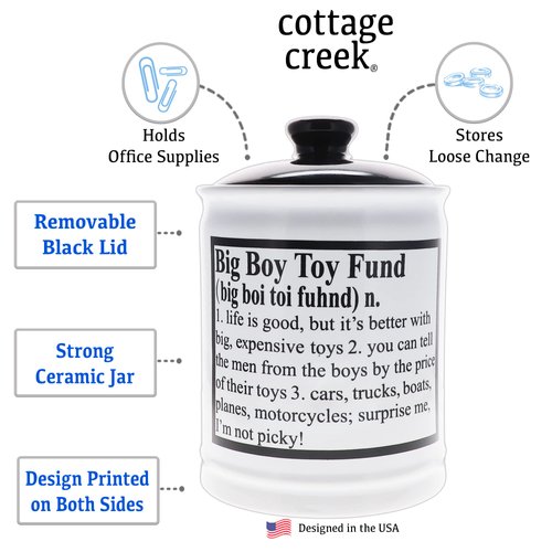 Cottage Creek Big Boy Toy Fund Piggy Bank for Adults, Fun Gifts for Men, Dad Gifts