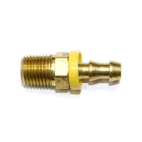 Interstate Pneumatics FL144 Easy Lock Brass Hose Fittings, Connectors, 1/4 Inch Push-Lock Barb x 1/4 Inch Male NPT End