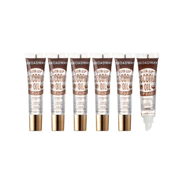 Ruby Kisses Broadway Lip Gloss Vita-Lip Clear Lip Gloss, Moisturizing, Soothing, Super Glossy with Vitamin Oil (Coconut)