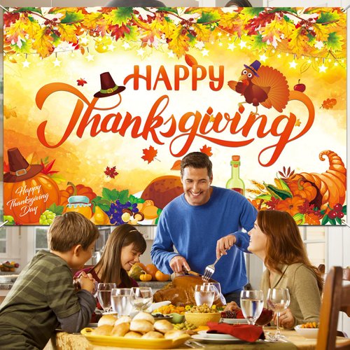 Thanksgiving Decorations, Happy Thanksgiving Banner Backdrop, Fall Decorations Thanksgiving Decorations for Home indoor, Thanksgiving Party Decorations for Friendsgiving Decorations Turkey Decorations