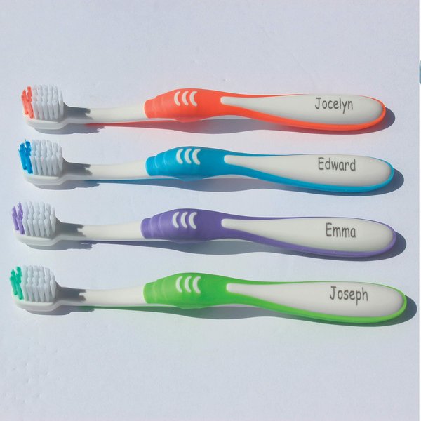 Personalized Toothbrushes PRE Teen Manual Toothbrush Age 7-12 Engraved 4 Pack - Personalized Gift