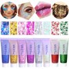 MAEPEOR Face Body Glitter Gel 14 Colors Mermaid Sequins Body Glitter Gel Chunky Holographic Glitter Liquid Body Makeup for Face Body Hair Nails (50ml, F09 Green)