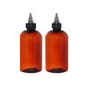 Set of 2 Hair Applicator Plastic Bottles + BONUS 8 oz Natural Bottle | 8 oz Amber Squeeze Boston Round Bottles with Twist Top Dispensing Caps | Yorker Caps for Hair, Oil, Shampoo, Skin Care