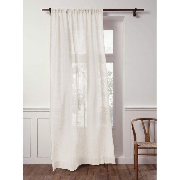 Solino Home 100% Pure Linen Sheer Curtain 96 Inches Long – European Flax Window Sheer Ivory Curtain Panel 52 x 96 Inch – Light Filtering Rod Pocket Curtain for Bedroom, Living Room