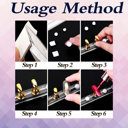 2 Set Acrylic Nail Practice Stand Magnetic Nail Tip Art Display Stand Holder Manicure Tool with Reusable Adhesive Putty Clay for Home Salon Makeup (MetalPink and Silver)