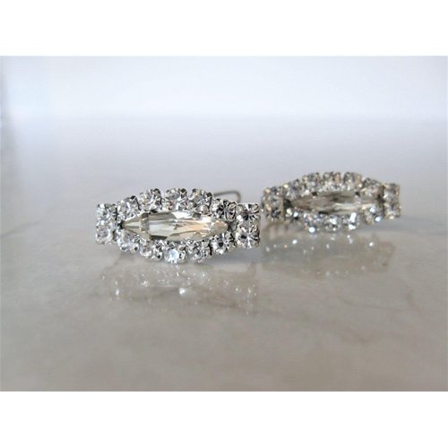 Generic Two small tiny clear oval crystal hair pin clip barrettes fine hair
