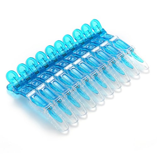 10pcs/set Multicolor Croc Clips Transparent Plastic Hairdresser Clips Hair Styling Sectioning Barrettes Non Slip Alligator Clips Salon DIY Accessories Hairpins for Women and Girls(10pcs-Blue)