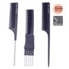 PERFEHAIR Teasing Comb for Fine Hair, (3-pack) Rat Tail Backcombing Volumizing Parting Wave Combs Tools for Women with Metal Pick