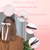 FULZTEY Hair Clips for Women Tassel Ribbon Bow Hair Clip with Long Tail Solid Satin Girls Bows French Bowknot Barrettes Alligator Kawaii Hair Accessories 6PCS (Black Pink White)
