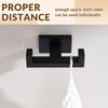 APLusee Double Robe Towel Hook, Stainless Steel Square Dual Coat Hook, Utility Bath Kitchen Storage Hanger Holder, Matte Black