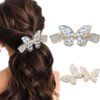 Holone Rhinestone Butterfly Hair Clips Gold Crystal Hairclip Pearl Hair Pins Holiday Hair Barrettes Women Hair Accessoires (Dainty)