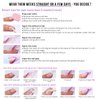 BTArtbox Press On Nails Almond - Designed White French Tip Press On Nails Short with Gold Foil, Glue On Nails for Summer Day Gifts, Natural Stick On Nails in 16 Sizes - 30 Nail Kit, Tiny Gloden