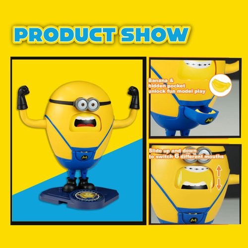 Minions Despicable Me 4 Toys, 4.7 Inch Mega Dave Action Figures,6 Changeable Facial Expressions with Hidden Pocket Minion Model Kits, Gifts for Kids Ages 8 Years & Older