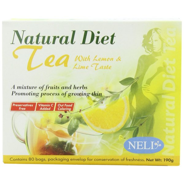 Neli Natural Diet Tea Lemon and Lime Taste Tea Bags, 80-count