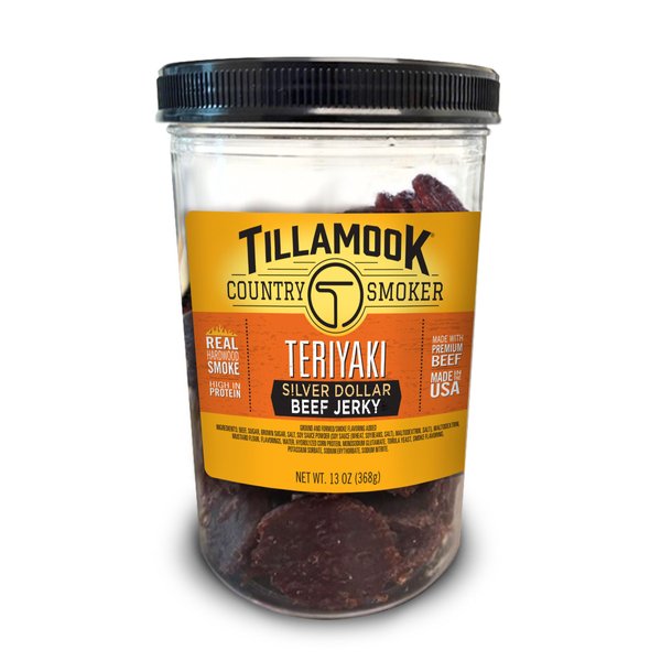 Tillamook Country Smoker Real Hardwood Smoked Silver Dollar Jerky, Teriyaki, 13 Ounce