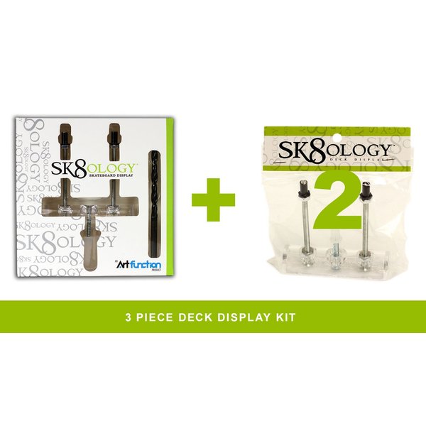 Sk8ology Skateboard Deck Display 3 Pc Kit Floating Wall Mount