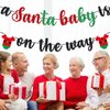 Christmas Santa Baby Shower Decorations, A Santa Baby Is On The Way Banner, Santa Baby Banner Red Green Glitter, Christmas New Year Baby Shower Birthday Party Decorations