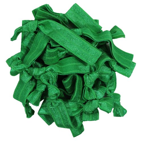 Hair Ties 20 Elastics Ponytail Holder Set No Crease Ribbon Bands (Green)