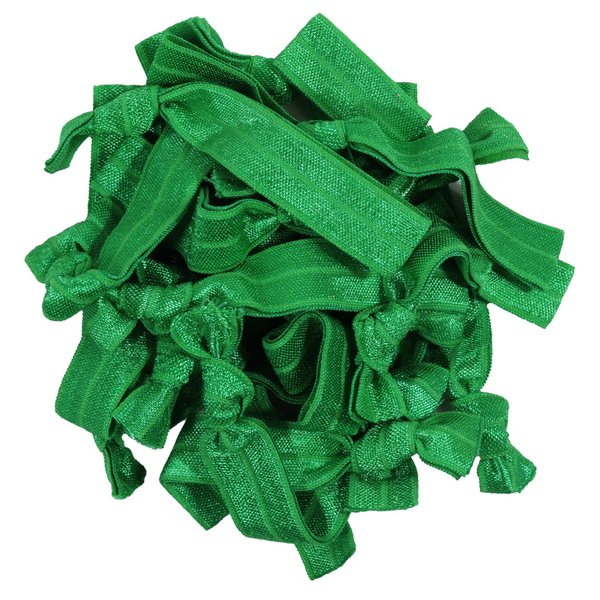 Hair Ties 20 Elastics Ponytail Holder Set No Crease Ribbon Bands (Green)