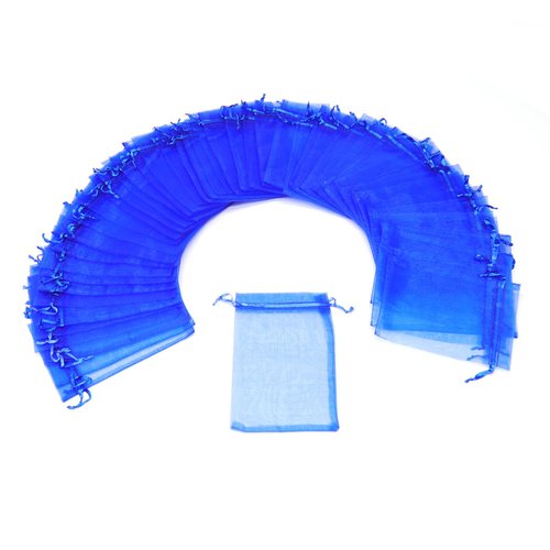 Dealglad® 100pcs Drawstring Organza Jewelry Candy Pouch Party Wedding Favor Gift Bags (6x8, Royal Blue)