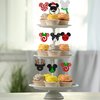 24Pcs Glitter Mini Mouse Inspired Christmas Cupcake Toppers Snowflake Deer Santa Hat Mini Christmas Cupcake Picks Decorations for Merry Christmas Theme Party Supplies