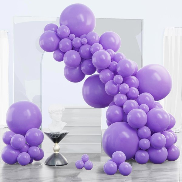 PartyWoo Lavender Balloons, 140 pcs Light Purple Balloons Different Sizes Pack of 18 Inch 12 Inch 10 Inch 5 Inch Purple Balloons for Balloon Garland or Balloon Arch as Party Decorations, Purple-Y15