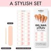 MoYou London Semi Cured Gel Nail Strips, Nail File, & Wooden Cuticle Stick – 20 Pc. Gel Wraps for Nails – Salon-Quality Manicure Set & Pedicure Supplies, Pink Sunset
