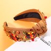 NVENF Thanksgiving Headband for Women Beaded Turkey Fall Headband Accessories Jeweled Pearl Rhinestone Knotted Headband Autumn Fall Thanksgiving Hair Accessory Outfits Holiday Gifts (Turkey 5)