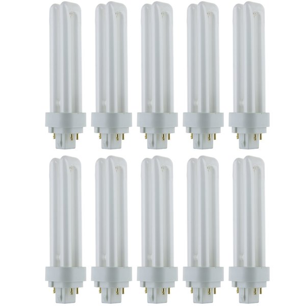 Sunlite PLD18/E/SP65K/10PK 6500K Daylight Fluorescent 18W PLD Double U-Shaped Twin Tube CFL Bulbs with 4-Pin G24Q-2 Base (10 Pack)
