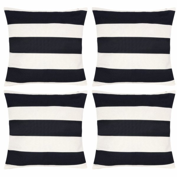 tiggell 4 Pack Waterproof Pillow Covers Outdoor Throw Pillowcases Decorative Garden Cushion Case for Home Garden Patio Couch Balcony Striped (18 * 18 inch, Black & White)