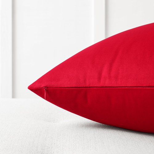 Mixhug Set of 2 Cozy Velvet Square Decorative Throw Pillow Covers for Couch and Bed, Red, 18 x 18 Inches