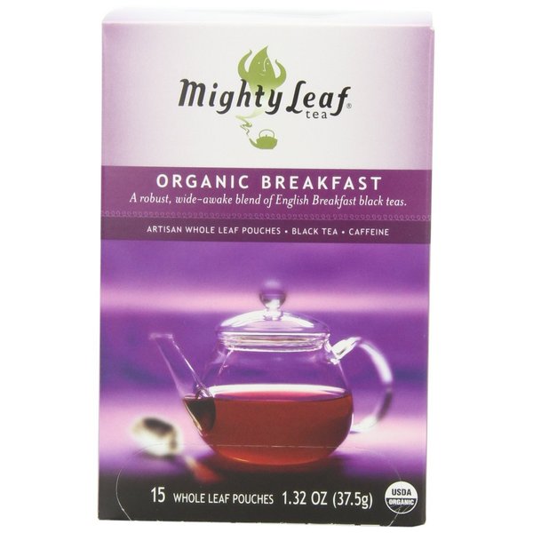 Mighty Leaf Black Tea, Organic Breakfast, 15 Pouches (Pack of 3)
