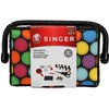 SINGER 07272 Polka Dot Small Sewing Basket with Sewing Kit Accessories,
