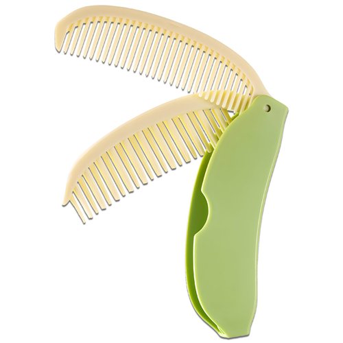 Cute Banana-Shaped Folding Hair Comb, Portable Mini Travel Hair Brush for Women and Girls (Green)