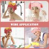 PetsHome Hair Drying Cap 2 Pack Microfiber Hair Drying Towels, Super Absorbent Head Wrap with Bowknot Shower Cap for Girls and Women-Pink+Red