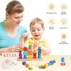 Montessori Toys Bead Sequencing Set, Wooden Lacing Beads &Stacking Shape Colors Blocks Threading Toys, Toys for 2 3 4 5 6 Year Old Educational Preschool Learning Toys Gifts for Kids Boy Girl Toddler