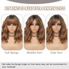 BEAUTIFA Ombre Brown Wig with Bangs for Women 14 Inch Shoulder Length Short Bob Wavy Curly Wig Ombre Brown Wig Heat Resistant Synthetic Wigs