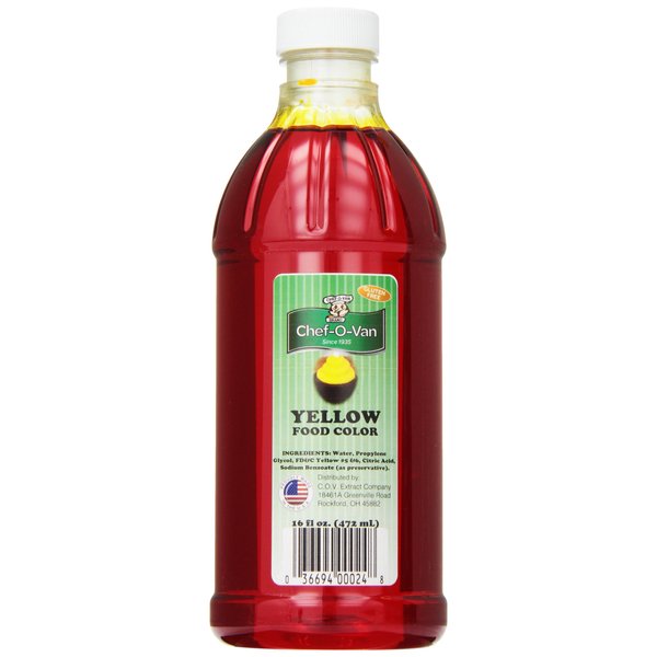 Chef-O-Van Food Coloring, Yellow, 16 Ounce