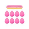 Freeman Blender Bender Makeup Sponge 8 Count Set, For Liquid & Cream Foundation, Precision Makeup Blending Sponges, For Natural, Buildable Coverage, Vegan, Cruelty-Free, & Latex-Free, Pink Sponge