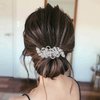 Wedding Hair Combs, Sparkly Crystal Flower Hair Clips Bride Bridesmaid Hair Sides Comb Rhinestone Barrettes, Crystal Flower Hair Pins Hair Accessories for Women Girls (Silver-1)