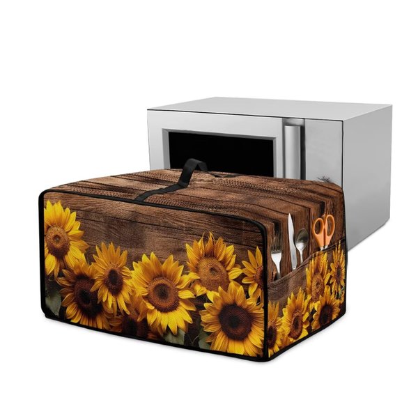 Doojoayie Sunflower Toaster Cover 4 Slice Kitchen Appliance Covers 18.5"x14.5"x 9" Small Appliance Dust Protector with Top Handle Easy to Storange