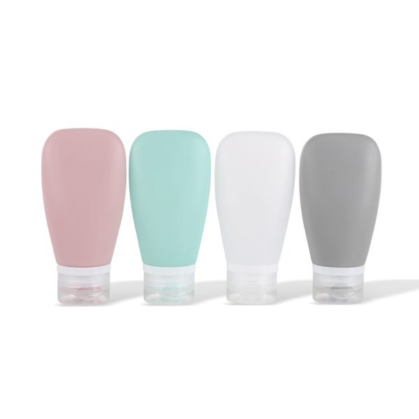 Babyshoois 4 PCS Silicone Travel Bottles for Toiletries TSA Approved , 3 oz/90ml Silicone Leakproof Squeeze Liquid Bottles, BPA Free