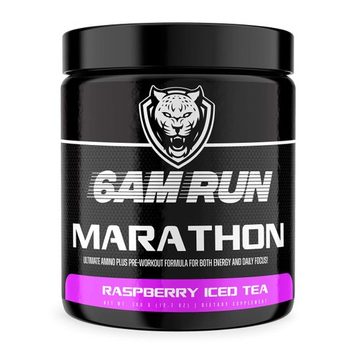 6AM Run Marathon - Pre Workout Powder for Distance Running & Essential Amino Energy - No Jitters, High Energy for Cardio & Stamina Formula - All Natural, Keto, Vegan (Raspberry Iced Tea, Full Bottle)