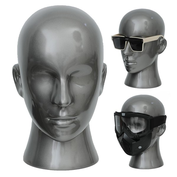 Male Mannequin Head Professional PVC Manikin Head for Display Wigs Hats Headphone Mask Sunglasses Scarf Jewelry Display Stand (Light Grey)