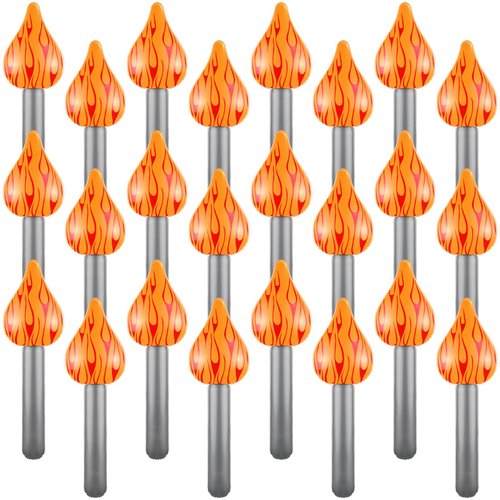 Sosation 24 Pcs Inflatable Torch Survivor Party Decorations Fun Torch Inflates for Competition Games Plastic Fake Torch for Sports Medieval Luau Birthday Themed Performance Props, 16 Inches
