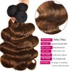 Julia Brown Highlight Ombre Body Wave Human Hair Weave 3 Bundles 14 12 10inch,10A Brazilian 100% Remy Honey Blonde Human Hair Weft Extensions Piano Color